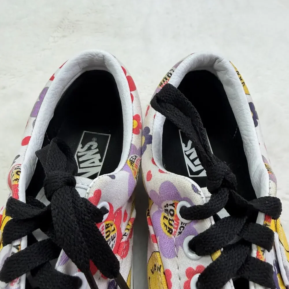 Vans Era Radically Happy Kids Skate Shoes True White Canvas Size 2